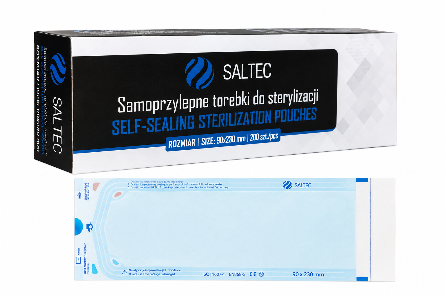 Torebki samoprzylepne do sterylizacji 90x230 autoklaw Saltec